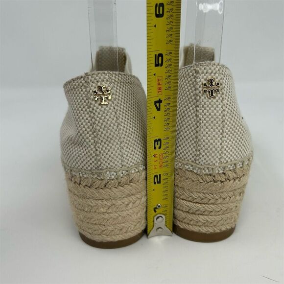 Tory Burch Women's White Cream Espadrille Wedge Sandals Size 9 Summer Casual - Picture 8 of 12